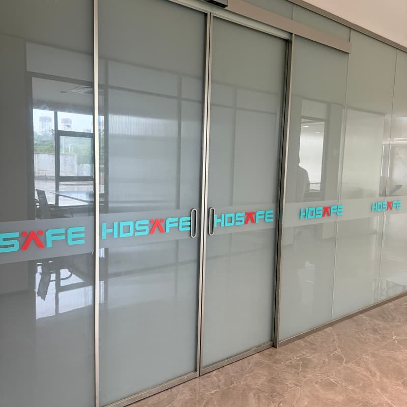 Smart Automatic Glass Office Door with Keypad & Fingerprint Access