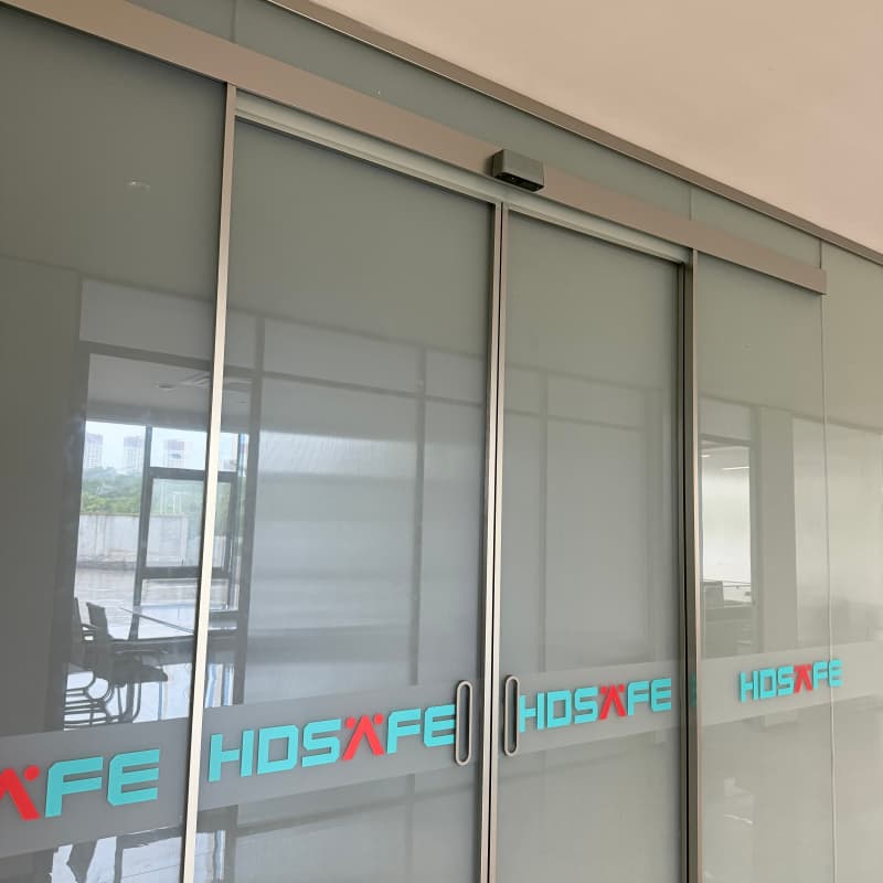 Smart Automatic Glass Office Door with Keypad & Fingerprint Access