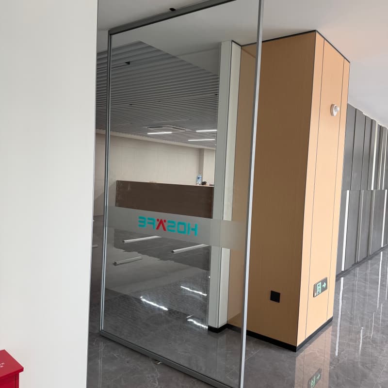 Smart Automatic Glass Office Door with Keypad & Fingerprint Access