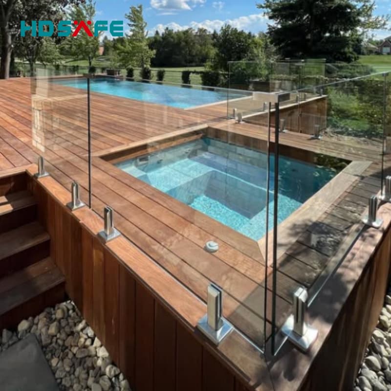 Aluminum Base Shoe Frameless Glass Railing System for Balconies and Decks
