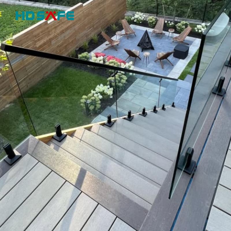 Aluminum Base Shoe Frameless Glass Railing System for Balconies and Decks