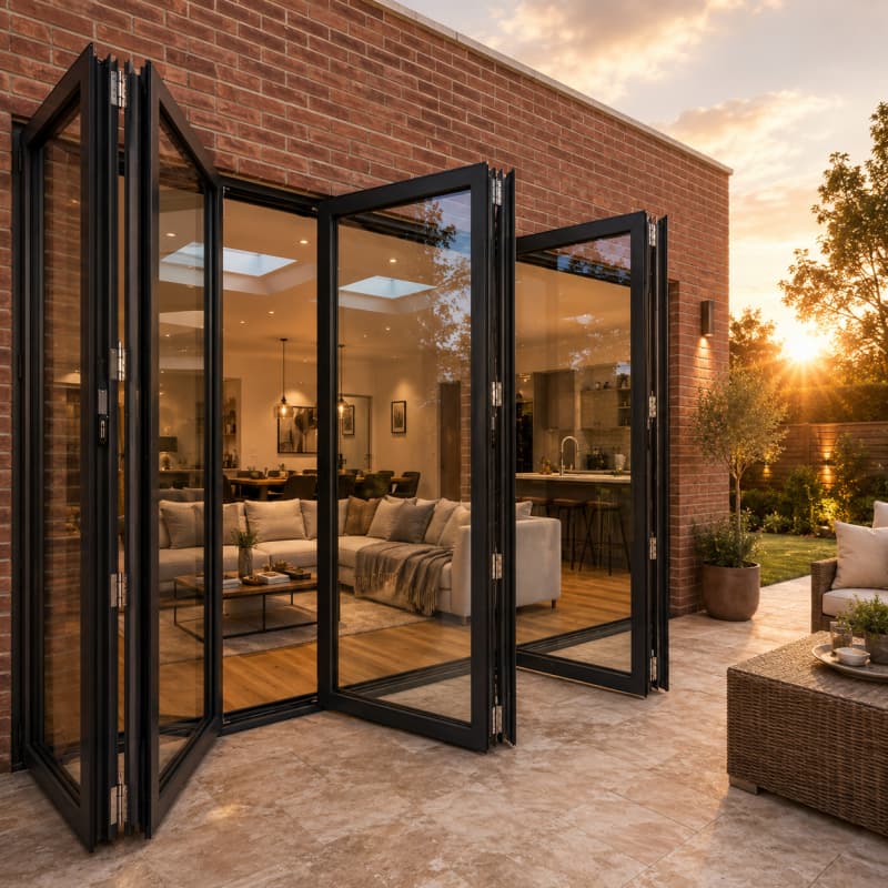 Commercial Aluminum Glass Exterior Bifold Doors Double Glazing Accordion Door