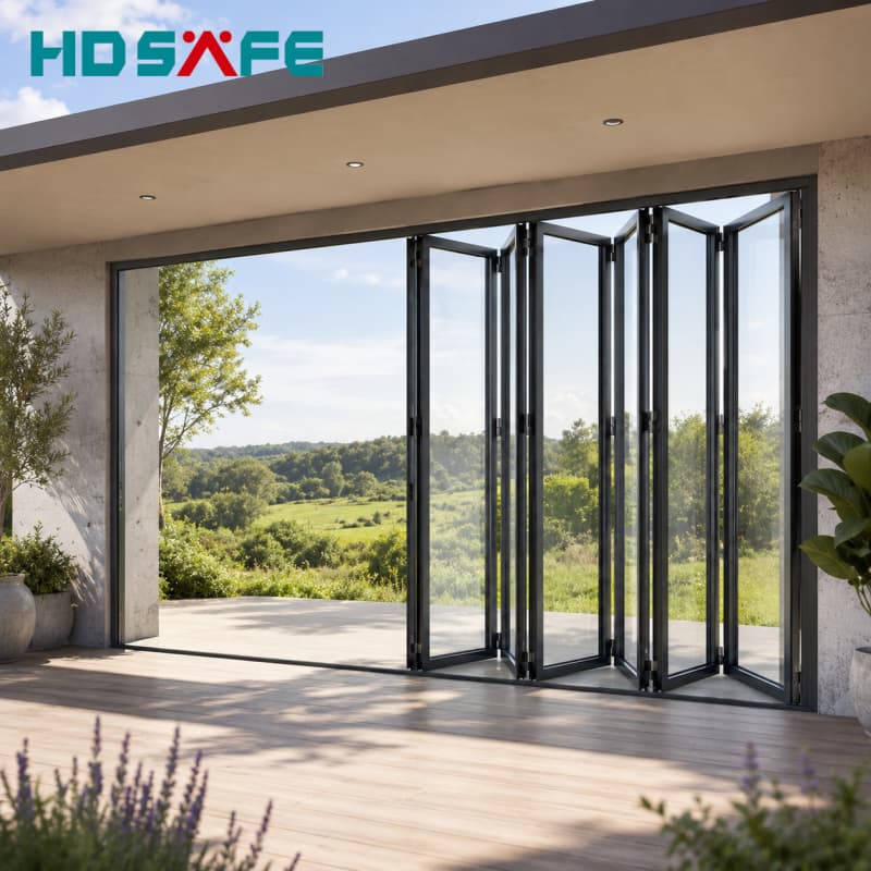 Commercial Aluminum Glass Exterior Bifold Doors Double Glazing Accordion Door