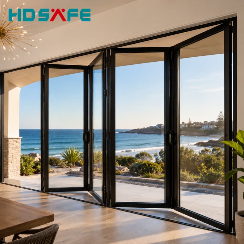 Commercial Aluminum Glass Exterior Bifold Doors Double Glazing Accordion Door