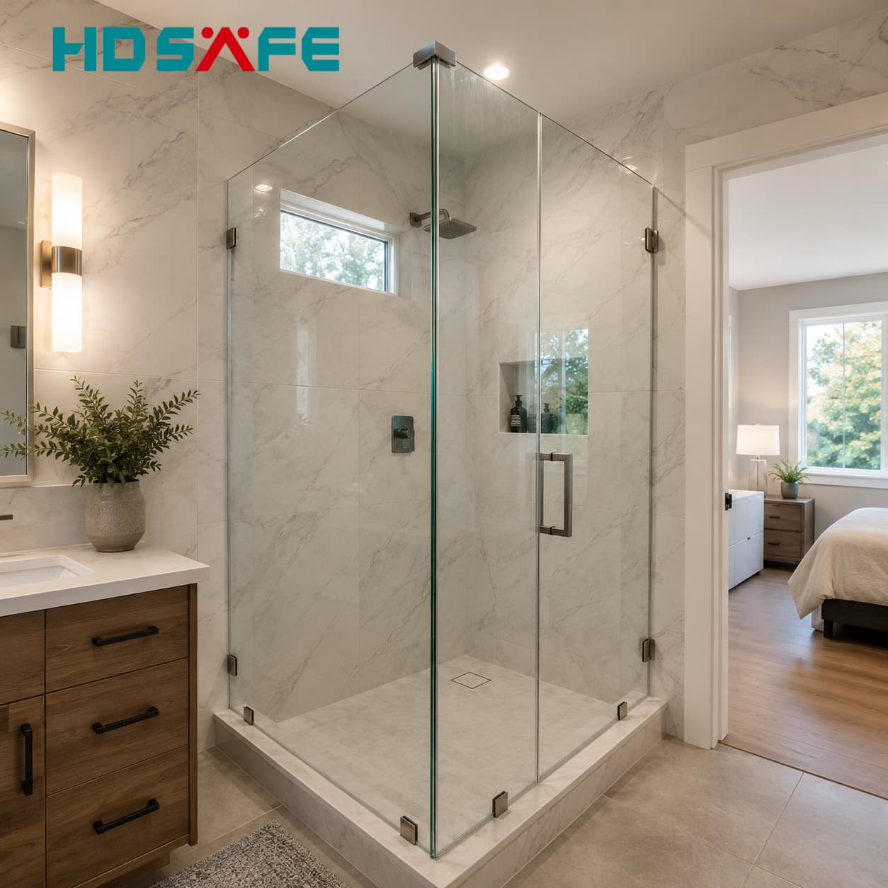 OEM Custom Black Frameless Glass Shower Door