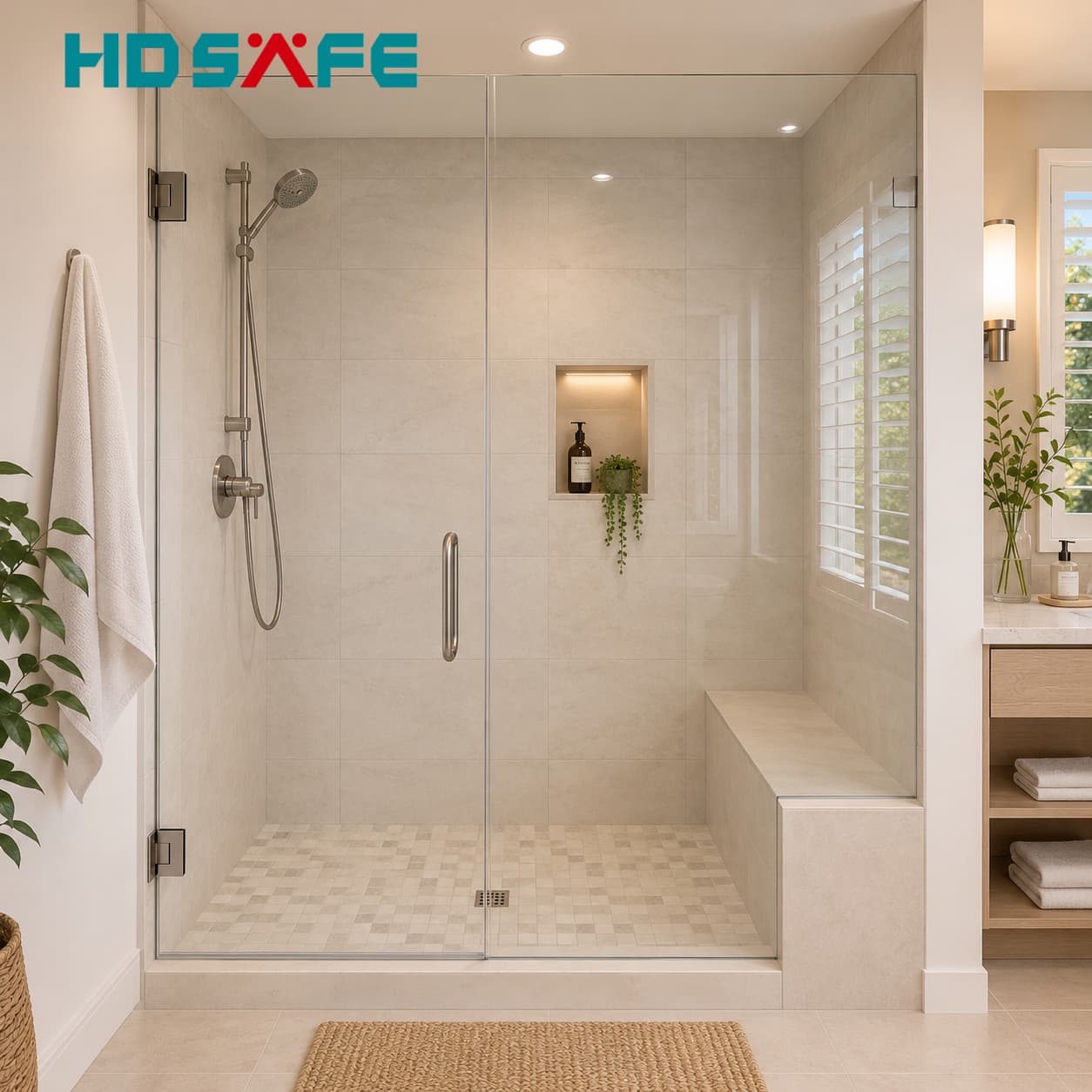 OEM Custom Black Frameless Glass Shower Door