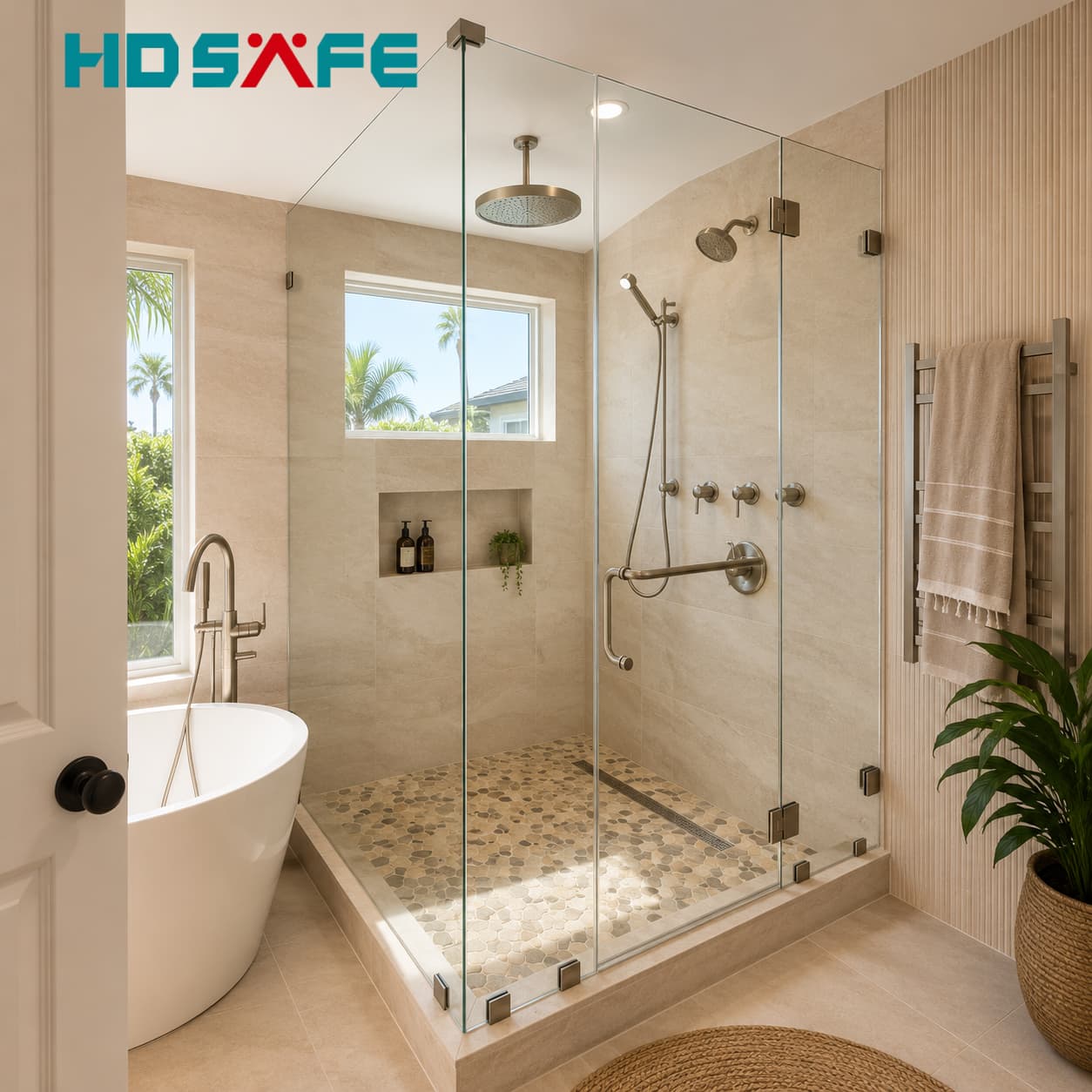 OEM Custom Black Frameless Glass Shower Door