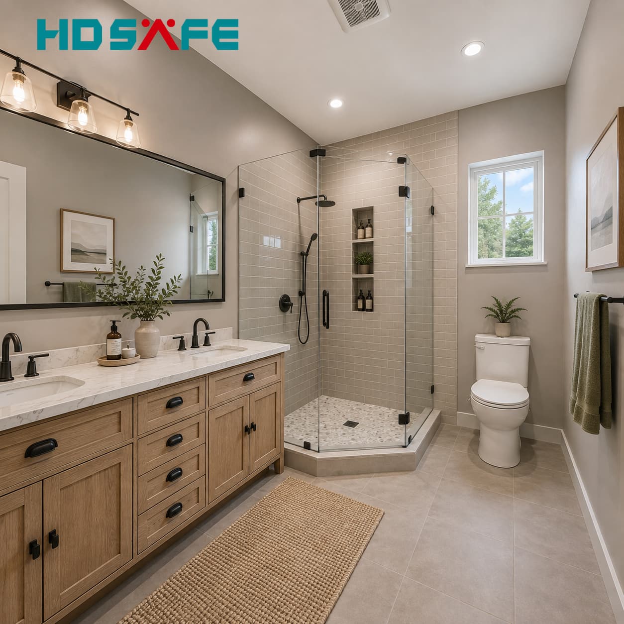OEM Custom Black Frameless Glass Shower Door