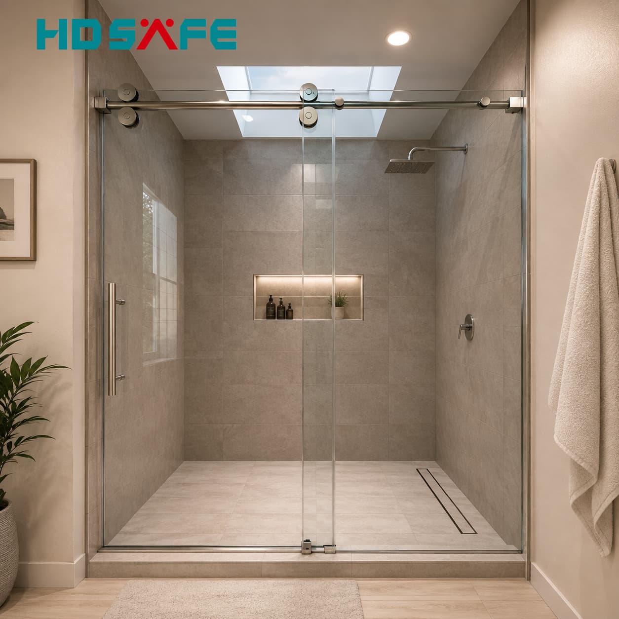 OEM Custom Black Frameless Glass Shower Door