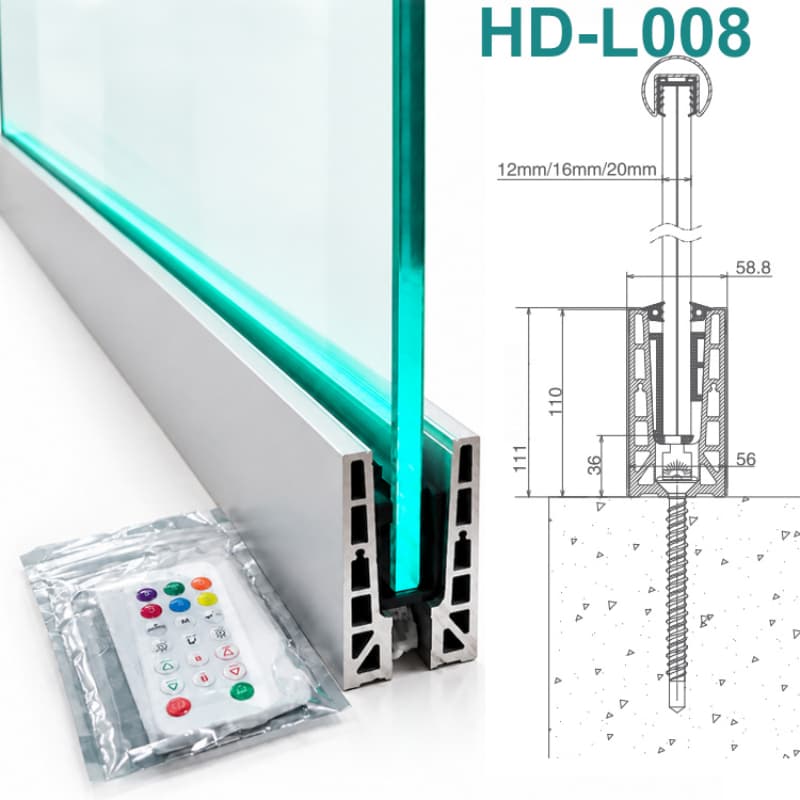 HDSAFE Wall Side Mounted Glass Railing U Channel Clamp LED Laminated Glass Balustrade